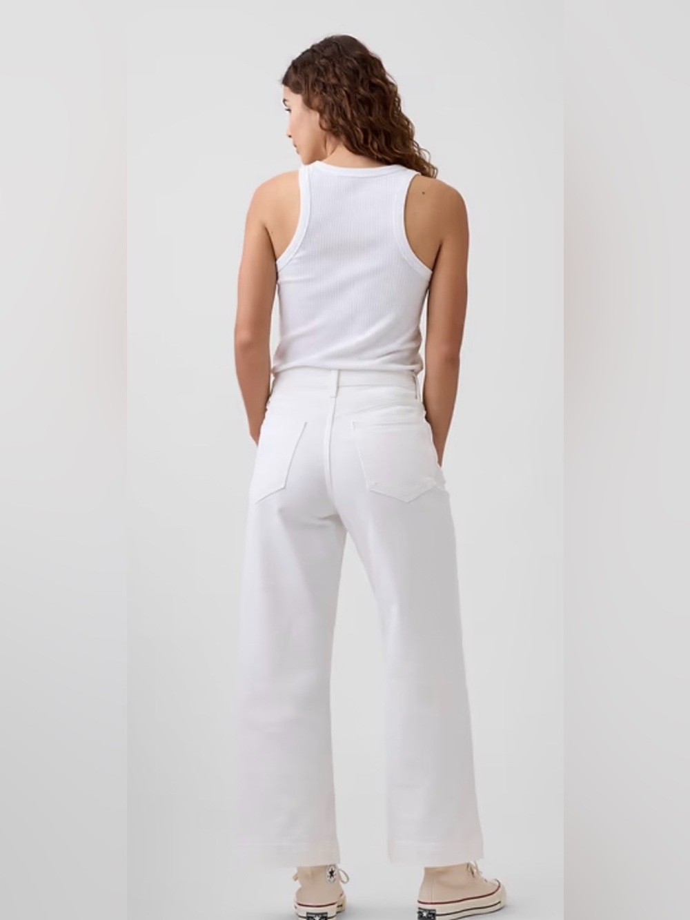 GAP Factory White High-Rise Wide-Leg Crop Jeans - Picture 4 of 13
